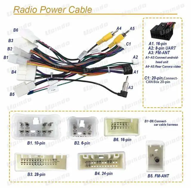 Alt view image 2 of 5 - Fits for Toyota Camry RAV4 Prado Corolla Land Cruiser Highlander Reiz Prius Sienna with Backup Rearview Reverse Camera Car Radio Wiring Harness Adapter