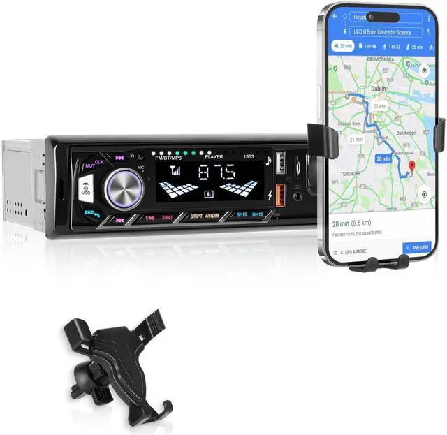 Main image of Car Radio Bluetooth Single DIN Multimedia Audio Receiver,Car Stereo, Phone Holders, FM Radio, Voice Control, Colorful Backlight, SWC,Hands Free, TF/USB/AUX MP3 Car Audio Receivers