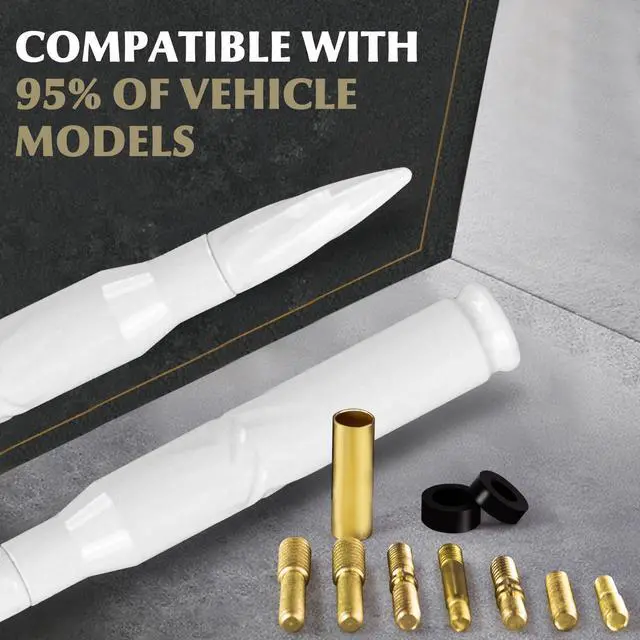 Alt view image 3 of 5 - 7.8in Car Truck Antenna Bullet Antenna Truck Accessories Silverado 1500 Ford F150 Dodge Ram 1500 GMC Sierra 1500 Ranger Short Replacement Antena para Carro (White, 7.8in Spiral Style)