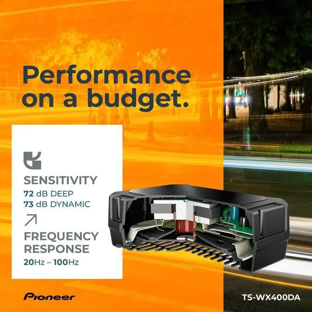 Alt view image 5 of 5 - Pioneer TS-WX400DA 10 Slim Subwoofer 250W Max, Built-in Amp for Easy Bass Upgrade, Enclosure Included, Amp Included, High-Level Input, Works with Most Factory or aftermarket radios