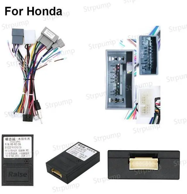 Alt view image 3 of 5 - Strpump 16pin Car Radio Stereo Power Retrofit Harness Cable Wire for Honda CRV Civic 2012 13 14 15 with Radio Antenna Adapter