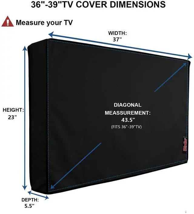 Alt view image 2 of 2 - iBirdie Outdoor TV Cover 36 to 39 inch Waterproof, Cover Size 37''W x 23''H, Weatherproof, with Zipper for Outside Flat Screen 36 to 39 inch TV, Black, 600D Thick Fabric Protector