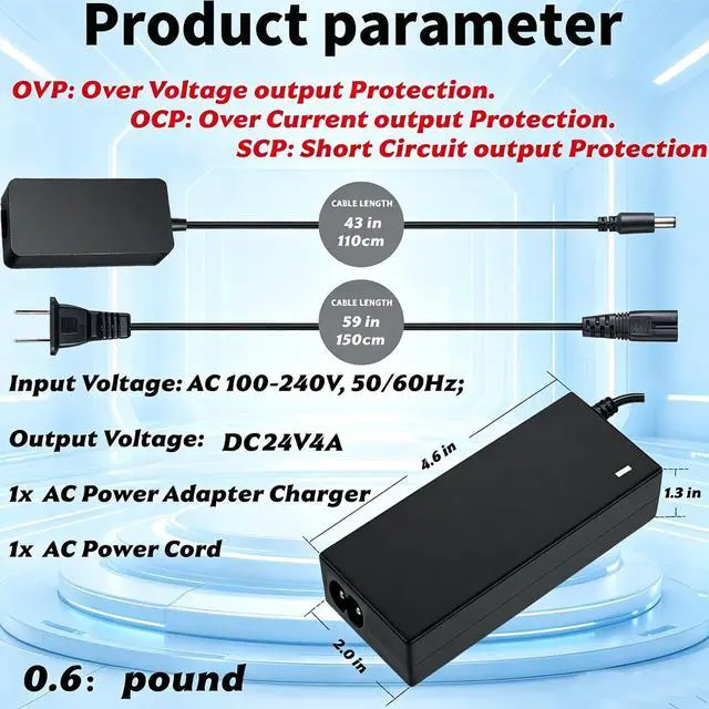 Alt view image 4 of 5 - 24v Power Adapter for Leg Exerciser legx-013 for LegXercise Ellipse Motorized Leg Assisted Movement Compatible with Legxerclse LEGX-013 LEGX013 Ellipse Automatic Leg Mover Power Cord Replacement