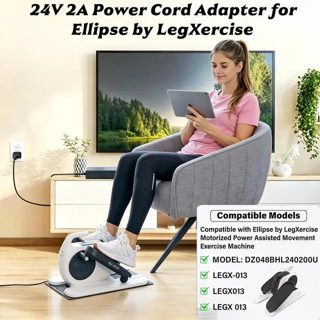Alt view image 3 of 5 - 24v Power Adapter for Leg Exerciser legx-013 for LegXercise Ellipse Motorized Leg Assisted Movement Compatible with Legxerclse LEGX-013 LEGX013 Ellipse Automatic Leg Mover Power Cord Replacement
