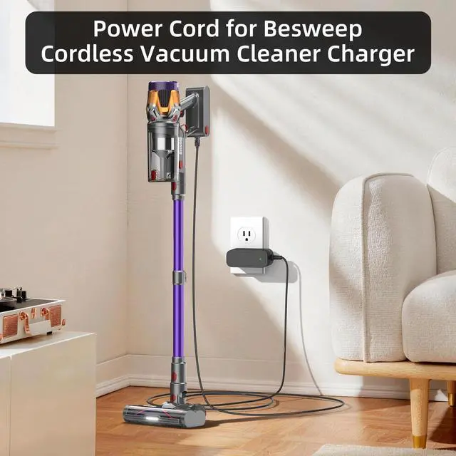 Alt view image 2 of 5 - Replacement for Besweep Cordless Vacuum Cleaner Charger,Adapter Compatible with Besweep Grand H8 Cordless Vacuum Cleaner