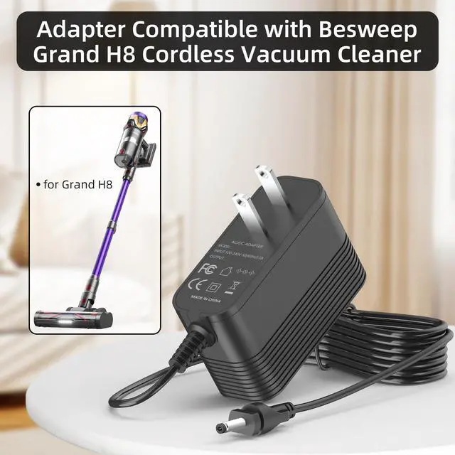 Alt view image 3 of 5 - Replacement for Besweep Cordless Vacuum Cleaner Charger,Adapter Compatible with Besweep Grand H8 Cordless Vacuum Cleaner