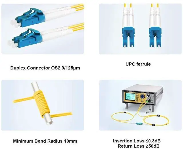 Alt view image 3 of 5 - FLYPROFiber- 2M/7ft OS2 LC to LC Fiber Patch Cable, Length Options: 0.2m-300m, 1G/10GB Single Mode Duplex 9/125um SMF Fiber Optic Cable Cord LSZH 2Meter(7ft), 4pack