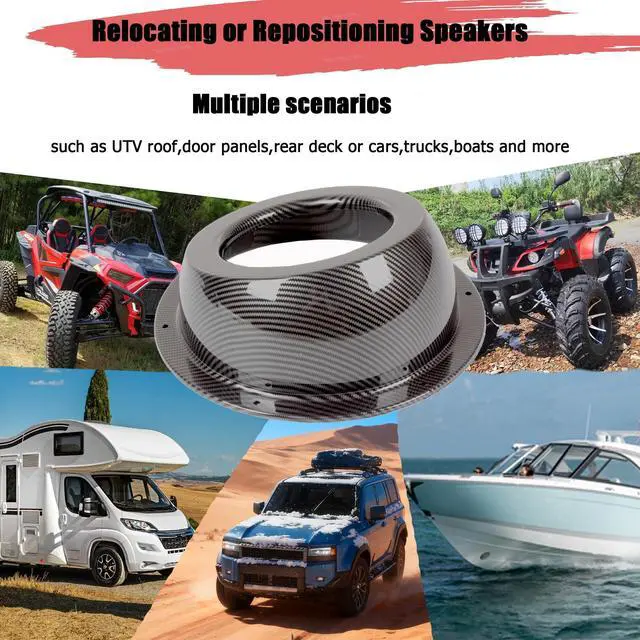 Alt view image 5 of 5 - NEESPOC 6.5" Speaker Pods, Angled Surface Mount Speaker Enclosures Boxes for UTV, RV, Boat, Door, Trunk, Car, Universal Painted Carbon Fiber Print (2PCS Hole Cut)