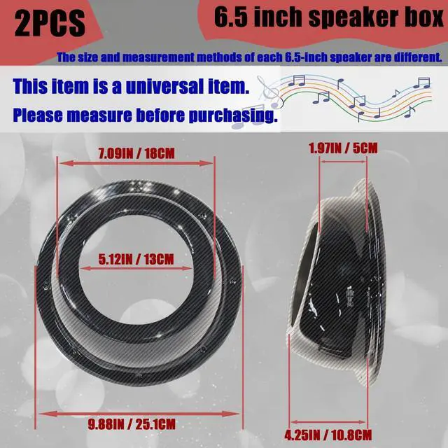 Alt view image 2 of 5 - NEESPOC 6.5" Speaker Pods, Angled Surface Mount Speaker Enclosures Boxes for UTV, RV, Boat, Door, Trunk, Car, Universal Painted Carbon Fiber Print (2PCS Hole Cut)