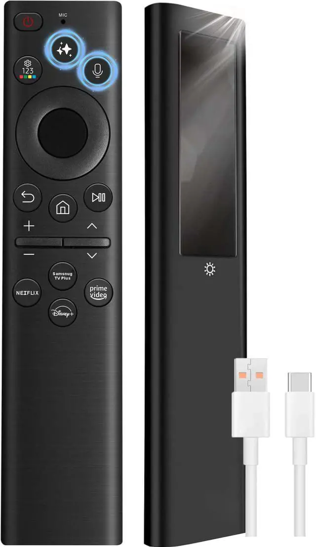 Main image of Vision AI Solarcell Replacement Compatible with Samsung TV Remote Control 2025-2019, Self-Charging Samsung Smart TV Remote, Solar Powered, Voice, USB-C Rechargeable, Fast Charging. 2-Year
