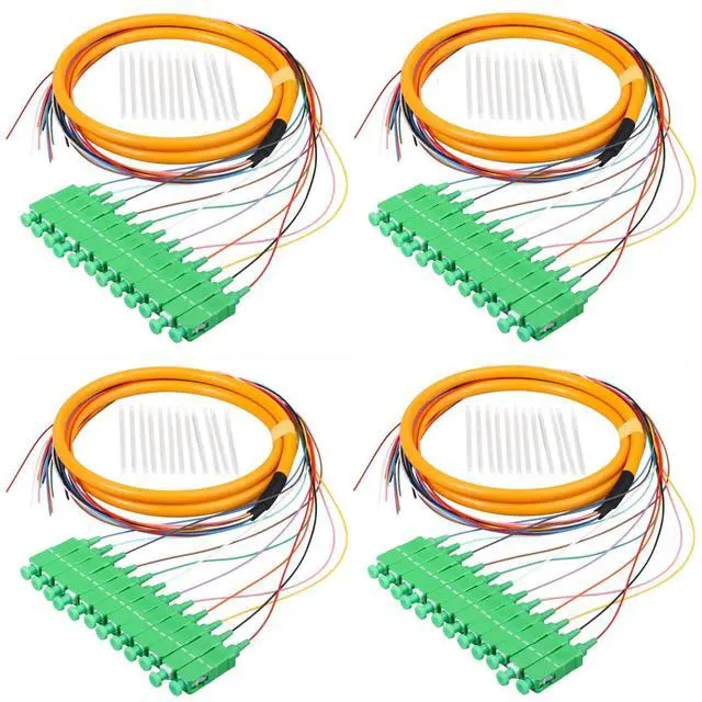 Main image of Duogalia 4-Pack SC/APC Fiber Optic Pigtail, 1.2m 12 Strand SingleMode 9/125 Fiber Pigtail, 12 Color-Coded Fiber Patch Cords for Fusion Splicing