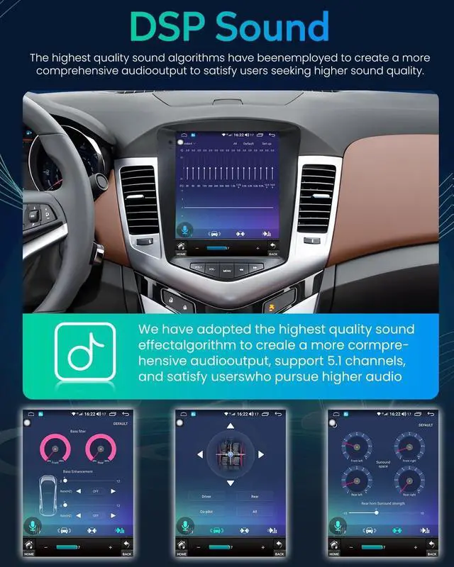 Alt view image 5 of 5 - 8Core+4GB RAM Andriod 13 Car Radio Stereo for Chevrolet Chevy Cruze 2009-2015: 10.4 Inch Tesla Style HD IPS Touchscreen Wireless Carplay Andriod Auto GPS Navi Bluetooth 5G WiFi Backup Camera FM