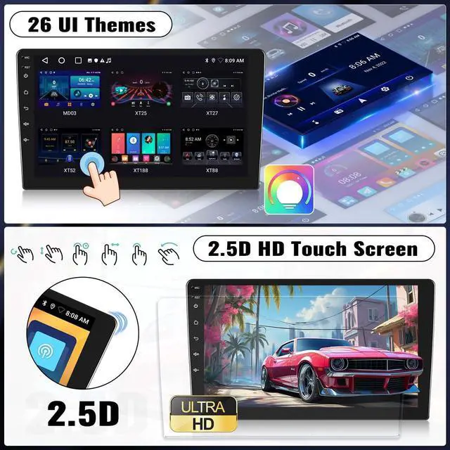 Alt view image 4 of 5 - Android 15 4-Core+64G Car Stereo for Hyundai IX35 2010 2011 2012 2013 2014 2015 with Wireless Carplay/Android Auto, 10.1 HD Touchscreen Hyundai Radio Blurtooth EQ FM/RDS 26 UI GPS WiFi AHD Came