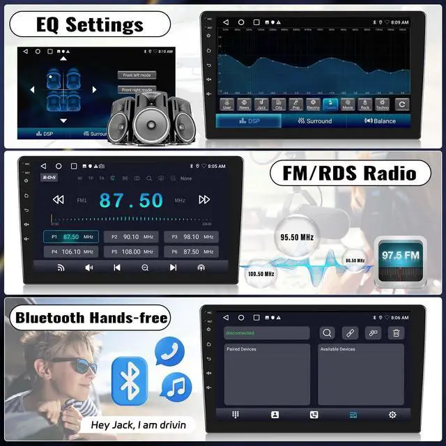 Alt view image 5 of 5 - Android 15 4-Core+64G Car Stereo for Hyundai IX35 2010 2011 2012 2013 2014 2015 with Wireless Carplay/Android Auto, 10.1 HD Touchscreen Hyundai Radio Blurtooth EQ FM/RDS 26 UI GPS WiFi AHD Came
