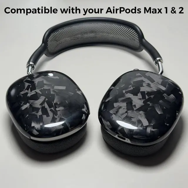 Alt view image 2 of 5 - Fiberri Real Forged Carbon Fiber Case for AirPods Max 1 & 2(2022, 2024 and 2026 Release) - Ultra-Thin & Lightweight Hard Shell Protective Cover - Supports MagSafe/Wireless Charging - Glossy Bla
