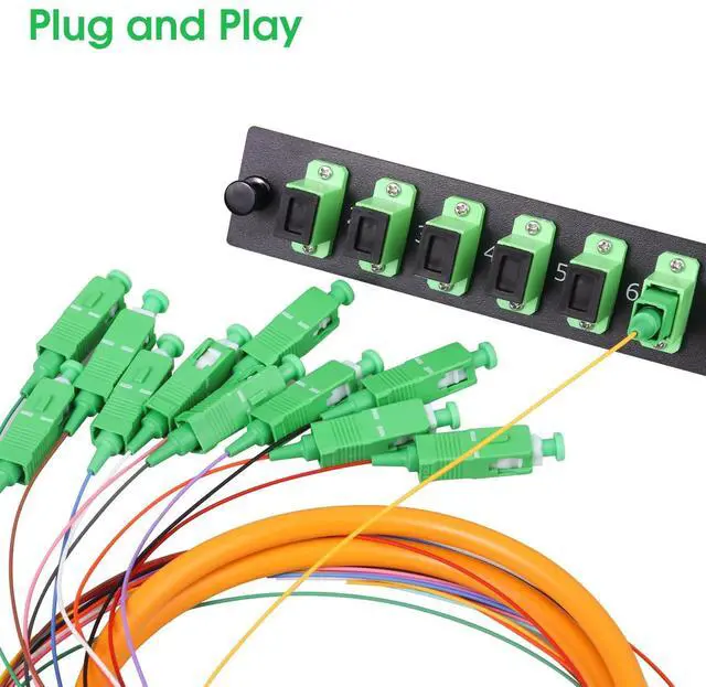 Alt view image 4 of 5 - Duogalia 4-Pack SC/APC Fiber Optic Pigtail, 1.2m 12 Strand SingleMode 9/125 Fiber Pigtail, 12 Color-Coded Fiber Patch Cords for Fusion Splicing
