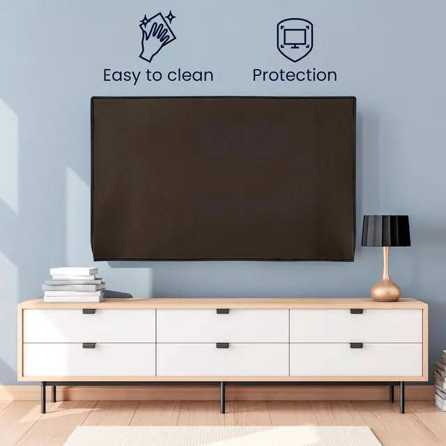 Alt view image 2 of 5 - kwmobile Indoor 49-50" TV Cover Television Dust Cover Screen Protector TV Screen Dust Protection Synthetic Fabric Chocolate
