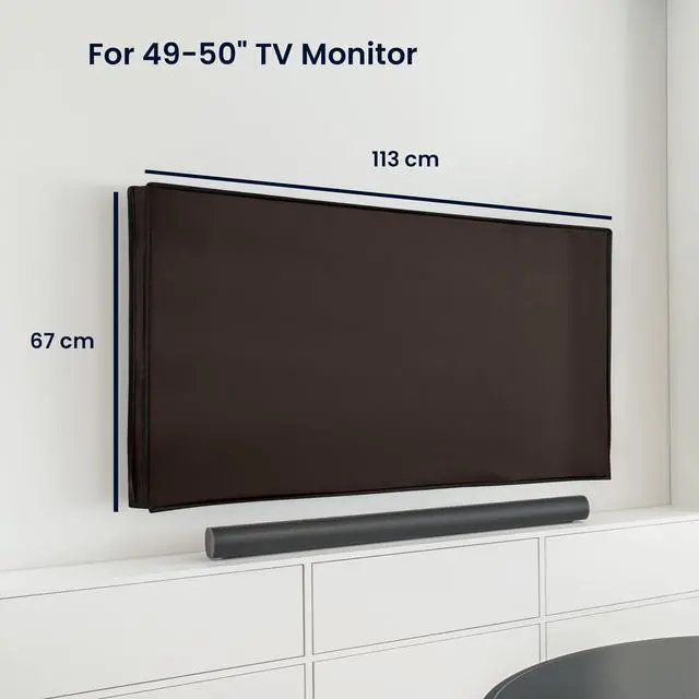 Alt view image 3 of 5 - kwmobile Indoor 49-50" TV Cover Television Dust Cover Screen Protector TV Screen Dust Protection Synthetic Fabric Chocolate