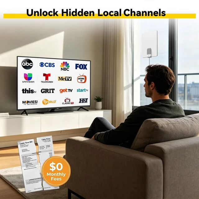 Alt view image 2 of 5 - Indoor TV Antenna for Smart TV Free Local Channels, No Monthly Fees