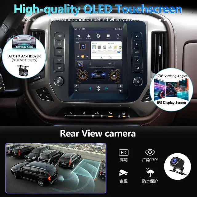 Alt view image 5 of 5 - Suitable for Chevrolet Silverado 2013-2018 Android 12 car Stereo WiFi 4 core GPS Navigation Radio player9.7 '' high-Definition Touch Screen Audio Backup Camera (4+64G)
