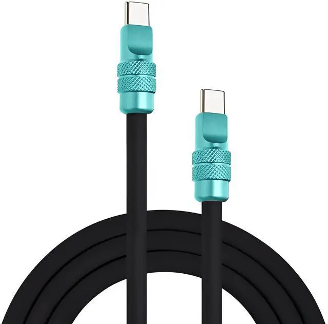 Main image of chubbycable Chubby 2.0 Anodized Version 240W USB C Cable Reflective Shine Fast Charging Cable Charger Cord Compatible with iPhone 17-15 Series, Black+Light Blue,Type-C to Type-C, 6.6FT