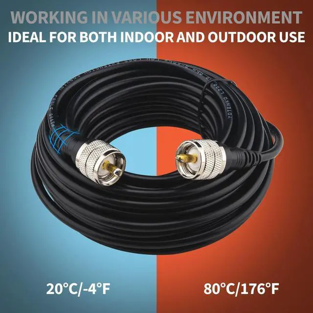 Alt view image 4 of 5 - YOTENKO CB Coax Cable 50FT, Low Loss CB Antenna Cable Coax PL259, L200 Coaxial (LMR200 Equivalent), Flexible & Durable - 50 Ohm, for Ham Radio Antenna HF/VHF