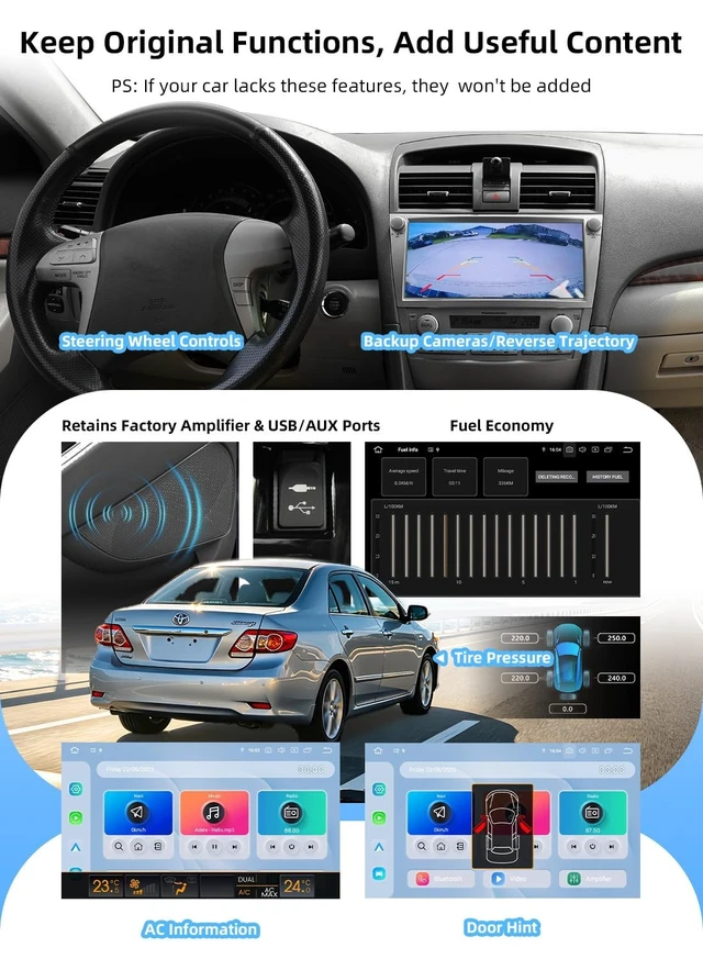 Alt view image 3 of 5 - Dasaita 10.33'' Car Radio for Toyota Camry 2007-2011 Upgrade with Dual Knob