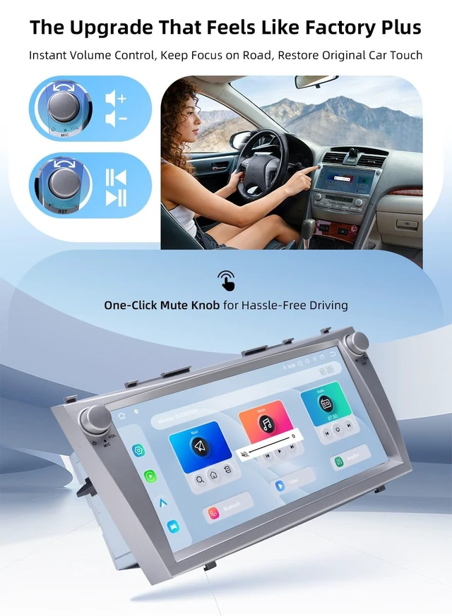 Alt view image 4 of 5 - Dasaita 10.33'' Car Radio for Toyota Camry 2007-2011 Upgrade with Dual Knob