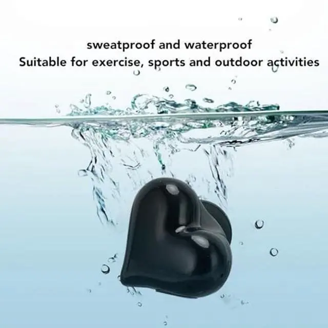 Alt view image 3 of 5 - Jectse Earbuds Heart Shaped, HiFi Stereo Bluetooth Headphones with Charging Case, Noise Cancelling in Ear Earbuds for Workouts Sport Travel (Black), Jectsecik9zh72m1-11
