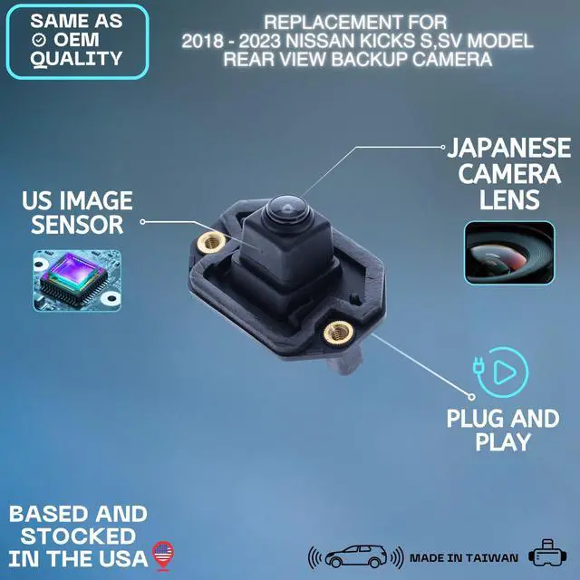 Alt view image 2 of 5 - Backup Camera Replaces for 2018 2019 2020 2021 2022 2023 Nissan Kicks S, SV Model OE Part # 284425RA2B 284425RA0B 284425RB0B 284425RA3B (28442-5RA2B 28442-5RA0B 28442-5RB0B 284425-RA3B)