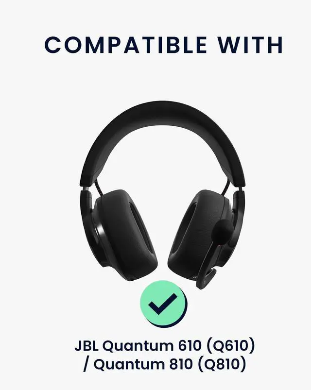Alt view image 2 of 5 - kwmobile Headphone Cushions Compatible with JBLQuantum 610 (Q610) / Quantum 810 (Q810) Cover - Faux Leather Replacement Pads for Headphones - Black