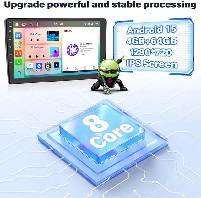 Alt view image 3 of 5 - 8 Core, 4G+64G Android 15 Car Stereo for Honda CRV 2007-2011 Wireless Apple Carplay Android Auto 9" 1280 * 720 IPS Touchscreen Car Radio 32 EQ DSP Bluetooth 5.0 59 UI FM/RDS GPS WiFi SWC+Backup