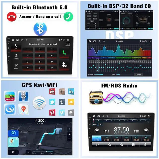 Alt view image 4 of 5 - 8 Core, 4G+64G Android 15 Car Stereo for Honda CRV 2007-2011 Wireless Apple Carplay Android Auto 9" 1280 * 720 IPS Touchscreen Car Radio 32 EQ DSP Bluetooth 5.0 59 UI FM/RDS GPS WiFi SWC+Backup