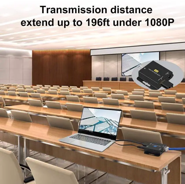 Alt view image 4 of 5 - QIUB XCL Black 60m HDMI Extender, CAT 678 UTP, EDID Input PortDC 5V Power, 1080P, Rj45, Compatible with Blue-ray, Fire Stick, 200 Feet