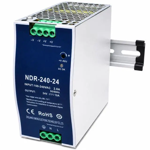 Main image of XSHBGF 24VDC Power Supply NDR 240W DIN Rail Power Supply Switch Switching Converter DC (Input 100-240VAC Output 24VDC 50/60HZ 24V 10A)