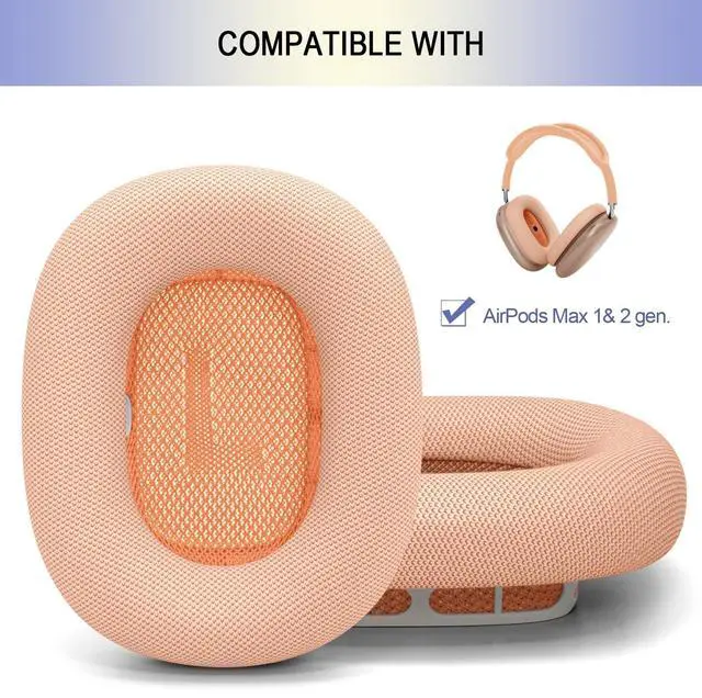 Alt view image 2 of 5 - Ear Cushions Replacement for Apple AirPods Max - Upgraded Ear Cups for Air Pods Max 1 & 2 Gen. Headphones, GVOEARS Earpads Covers Sweatproof (Orange)