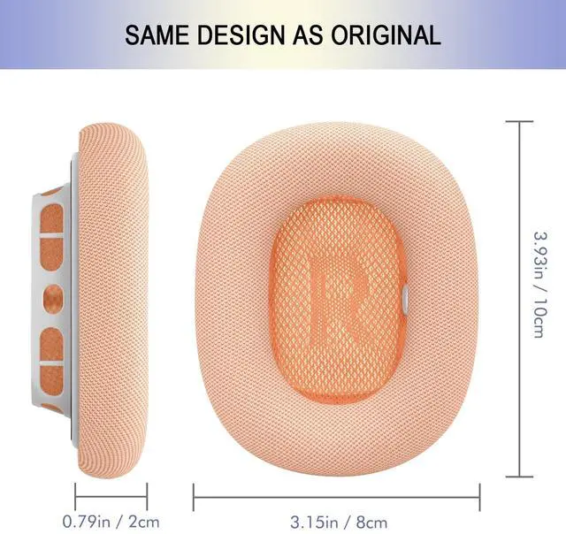 Alt view image 4 of 5 - Ear Cushions Replacement for Apple AirPods Max - Upgraded Ear Cups for Air Pods Max 1 & 2 Gen. Headphones, GVOEARS Earpads Covers Sweatproof (Orange)
