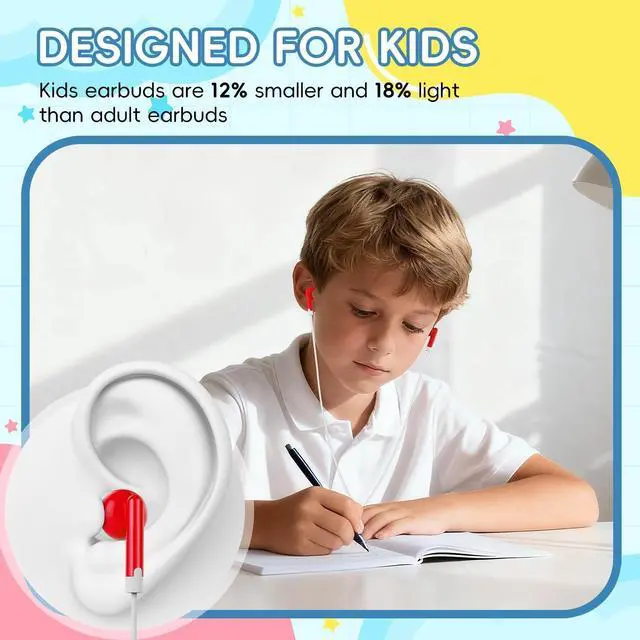 Alt view image 3 of 5 - Hengliyuan 200 Pack Bulk Earbuds for School Classroom Kids Headphones Wired in Ear Student Earphones Class Set Individually Packed (HLY101)