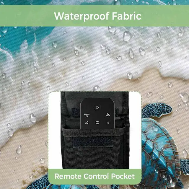 Alt view image 4 of 5 - Big buy store Outdoor TV Cover 75 Inch Sea Turtle TV Enclosure Blue Summer Beach Waves TV Covers for Outside TV Display Screen Protector with Remote Control Pocket Home Decor