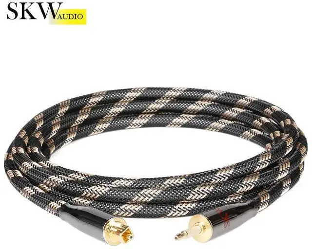 Alt view image 2 of 5 - SKW Mini Toslink to Toslink Male to Male Optical Digital Audio Cable High-Reinforced Transparent Polymer Core Nylon Braided 4.9ft (1.5M)