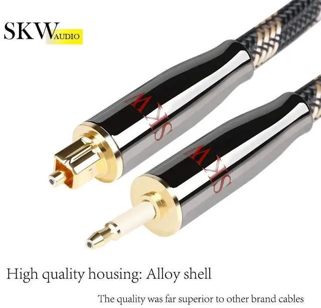 Alt view image 3 of 5 - SKW Mini Toslink to Toslink Male to Male Optical Digital Audio Cable High-Reinforced Transparent Polymer Core Nylon Braided 4.9ft (1.5M)