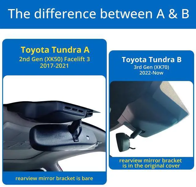 Alt view image 2 of 5 - KBSYNT 4K & Rear 1080P Dash Cam for Toyota Tundra 2017-2021 & Sequoia 2017-2022 Limited SR5 TRD Pro,High Definition 2160P Video WiFi,G-Sensor,Loop Recording,128GB Card