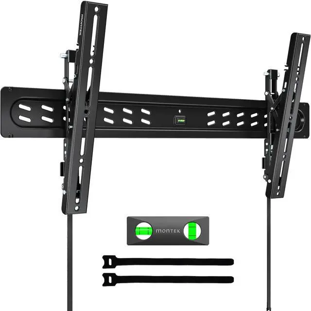 Main image of monTEK Ultra Slim Tilting TV Wall Mount Bracket for 4395" Flat & Curved TVs, 1.2" Low Profile, Anti-Glare Tilt, Holds 150 lbs, Supports VESA 800x400, Fits 16"/18"/24"/32" Studs