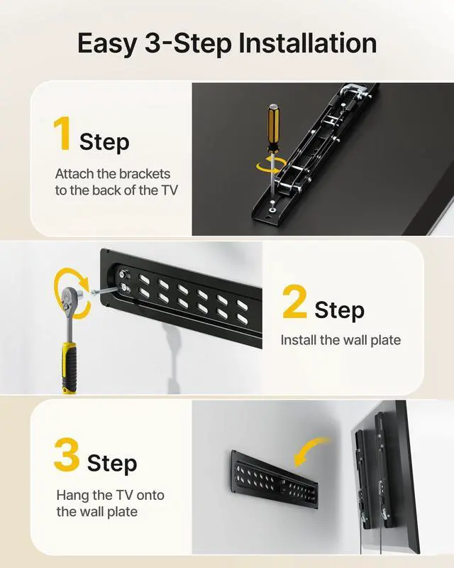 Alt view image 5 of 5 - monTEK Ultra Slim Tilting TV Wall Mount Bracket for 4395" Flat & Curved TVs, 1.2" Low Profile, Anti-Glare Tilt, Holds 150 lbs, Supports VESA 800x400, Fits 16"/18"/24"/32" Studs