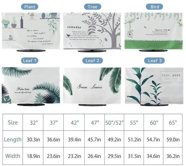 Alt view image 2 of 5 - TINTON LIFE Premium Quality Wrinkle Free Polycotton Indoor TV Dustproof Cover Cloth(Leaf 1, 60")