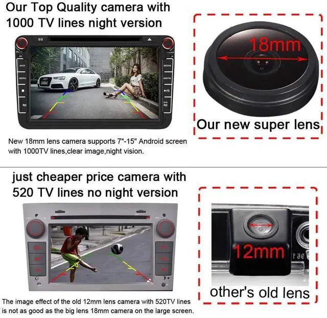 Alt view image 3 of 5 - HD 1280 * 720p Backup Camera for Car,Waterproof License Plate Rear View Reverse Camera Replacement for Ford Mondeo MK4 BA7 Focus 2 Hatchback Facelift C307 Fiesta S-Max Kuga