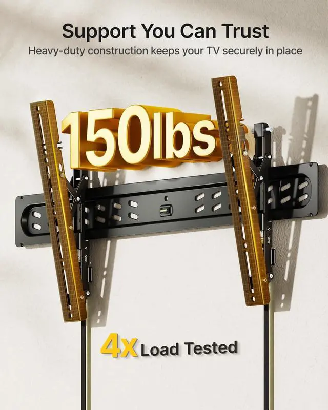 Alt view image 3 of 5 - monTEK Ultra Slim Tilting TV Wall Mount Bracket for 4395" Flat & Curved TVs, 1.2" Low Profile, Anti-Glare Tilt, Holds 150 lbs, Supports VESA 800x400, Fits 16"/18"/24"/32" Studs