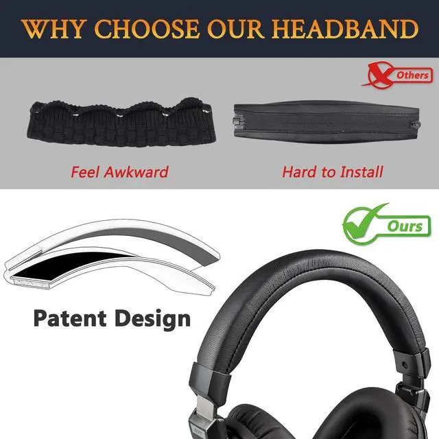 Alt view image 3 of 5 - SOULWIT Headband for Audio Technica ATH MSR7, MSR7NC, MSR7BK, MSR7GM, DSR7BT (Do Not Fit MSR7b/MSR7bBK/MSR7bGM) Headphones, Replacement Headstrap Pad Repair Part - Black