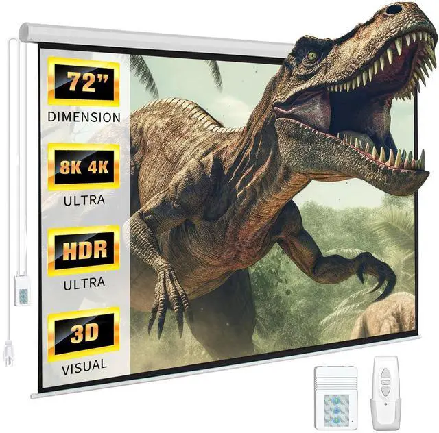 Main image of DINAH 72 Inch Electric Projector Screen with Remote, Automatic Air Indoor Drop Down, Motorized 4K 3D HD Projection for Movies