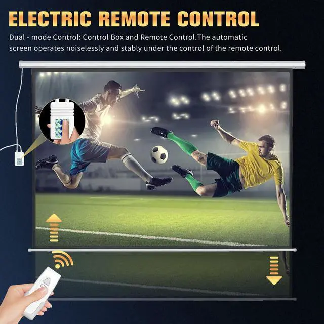 Alt view image 5 of 5 - DINAH 72 Inch Electric Projector Screen with Remote, Automatic Air Indoor Drop Down, Motorized 4K 3D HD Projection for Movies
